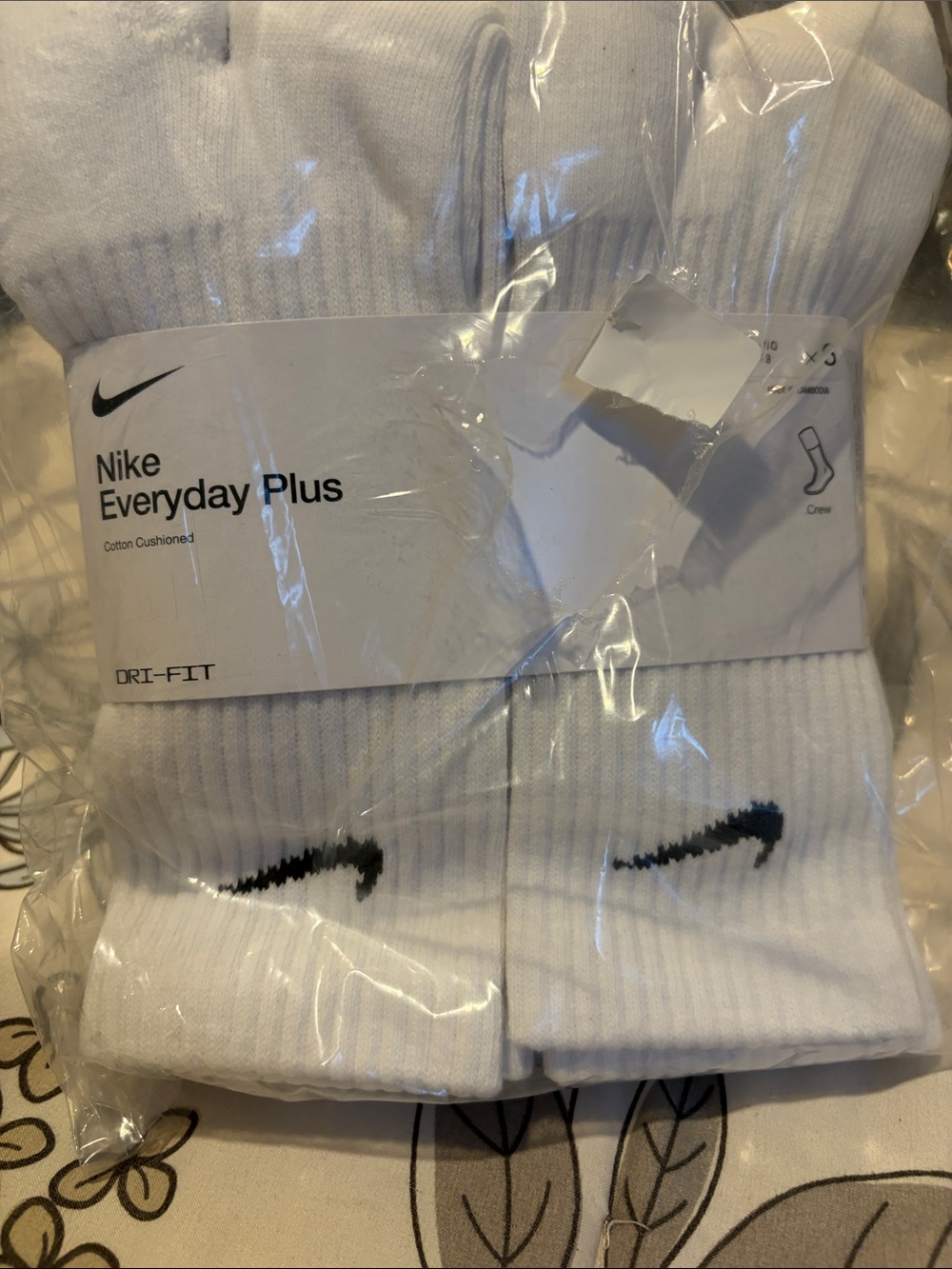 Nike White Crew Socks with Black Swoosh - 6 Pack